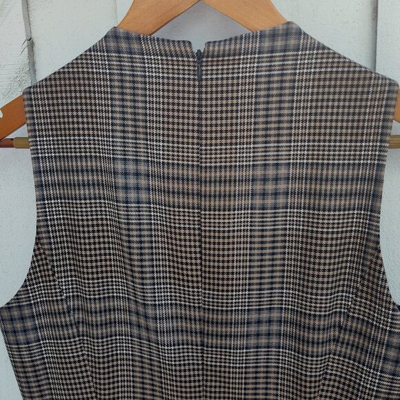 Antonio Milani, Cocktail Midi Sheath Dress, Plaid, Size 6 - Picture 4 of 9